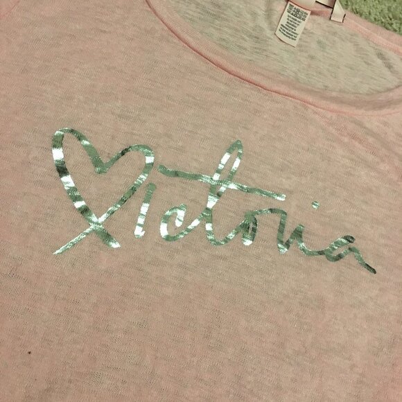 Victoria's Secret Baby Pink Word Art Long Sleeve Knit Tee - Picture 11 of 16